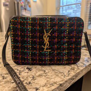Saint Laurent YSL Lou Camera Bag Medium - Black Multicolor Tweed